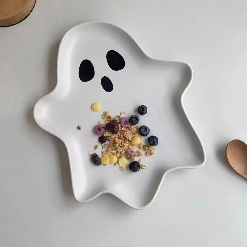 3D Ceramic Large Capacity Cute Cartoon Ghost Halloween Party Serving Tray - Lovez Aqua© - 