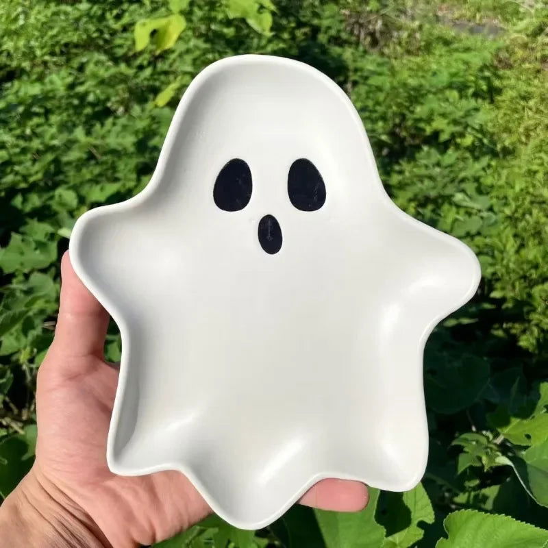 3D Ceramic Large Capacity Cute Cartoon Ghost Halloween Party Serving Tray - Lovez Aqua© - 