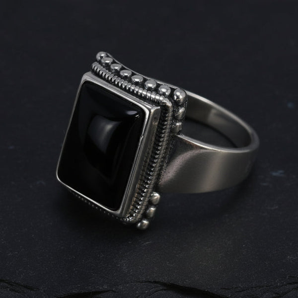 Lucifer Morningstar Real S925 Sterling Silver Ring with Natural Black Onyx Stone - Supernatural - Black Onyx / 13