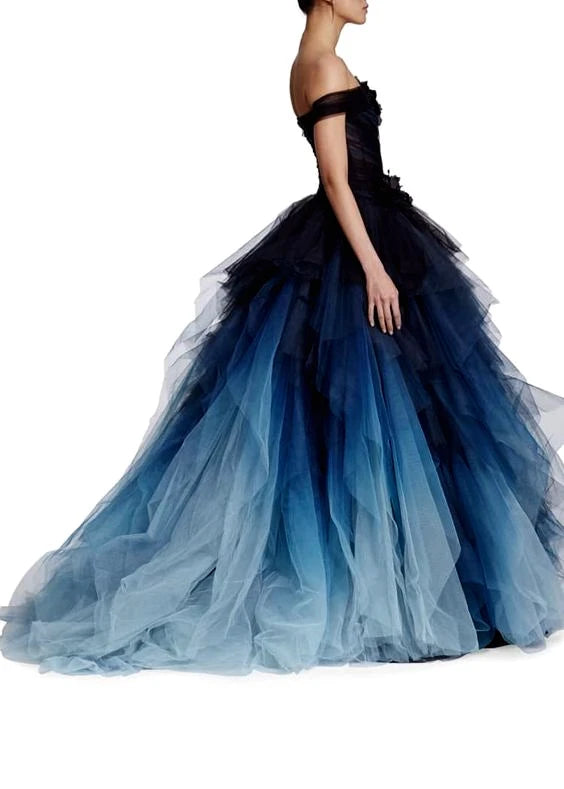 black and blue ombre wedding dress Black and blue Ombr gown