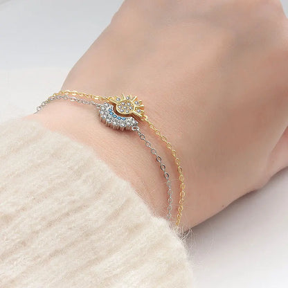 Pandora Replica Moon & Sun Ying & Yang Sparkling Cubic Zirconia Women's Bracelets - Pandora - 