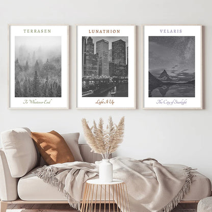 Sarah J Maas ACOTAR, Crescent City & Throne of Glass Landscape Wall Art Print - ACOTAR - 