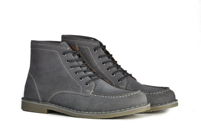 Men's Gray Suede Leather Ankle Boots With Durable Stitching - Lovez Aqua© - 