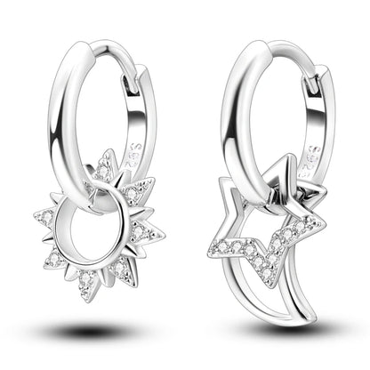 Pandora 925 Sterling Silver Two-Tone Moon, Stars & Sun Women's Earrings - Pandora - 11