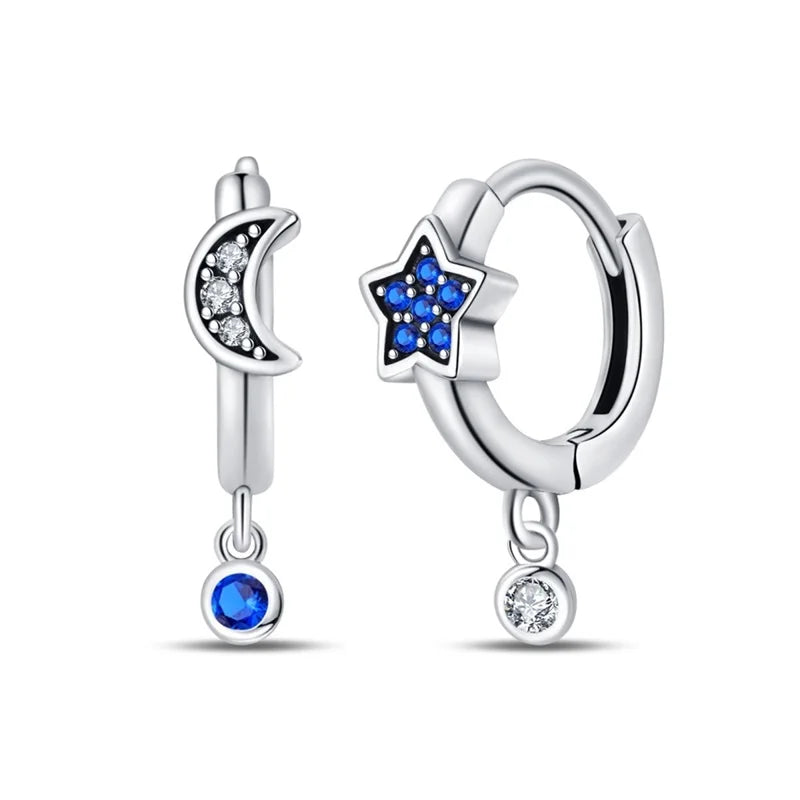 Pandora 925 Sterling Silver Two-Tone Moon, Stars & Sun Women's Earrings - Pandora - 1