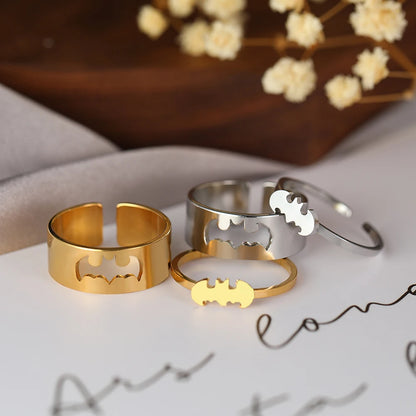 Marvel's Batman Signal Adjustable Matching Couple Gold Rings (2Pcs/Set) - Lovez Aqua© - 