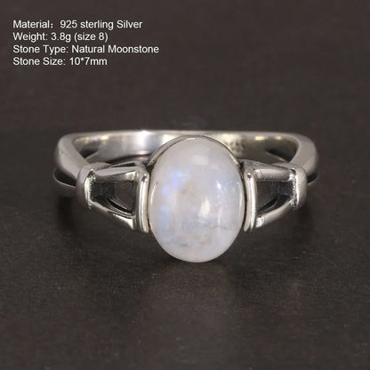 Twilight Real S925 Sterling Silver Bella Swan Natural Moonstone Ring - Twilight - 