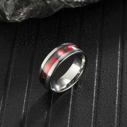 Marvel's Spiderman Men's Spider Motif Inlaid Red Opal Tungsten Band Ring - Disney - 