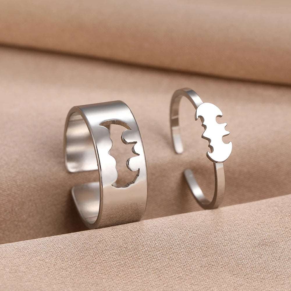Marvel's Batman Signal Adjustable Matching Couple Gold Rings (2Pcs/Set) - Lovez Aqua© - 