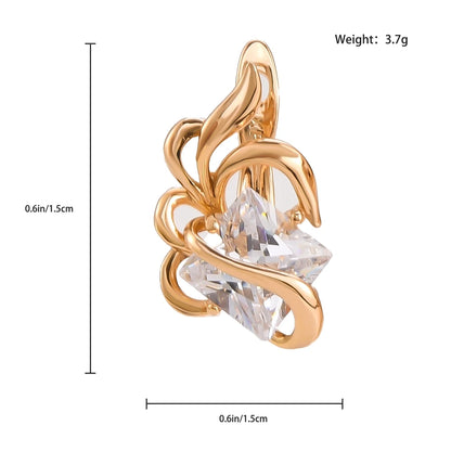 Women's Twisted Gold Stud Earrings with Geometric Cubic Zirconia Rhinestone - Lovez Aqua© - 