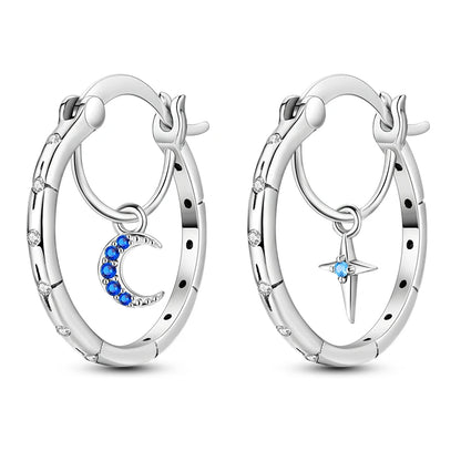 Pandora 925 Sterling Silver Two-Tone Moon, Stars & Sun Women's Earrings - Pandora - 9