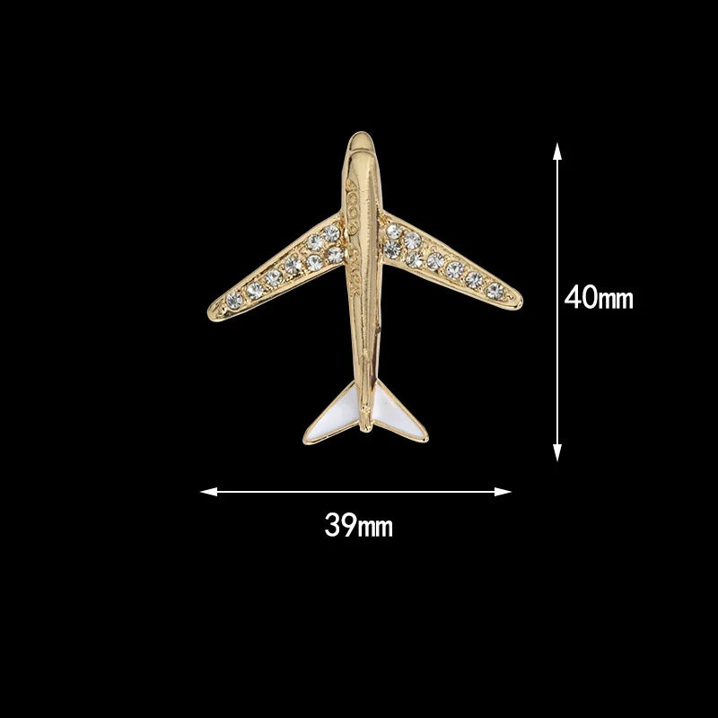 Men's Rhinestone Airplane Brooch Lapel Pin For Suit Jackets - Lovez Aqua© - 