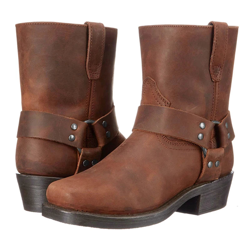 The Vampire Diaries Damon Salvatore Replica Vintage Faux Leather Harness Boots - The Vampire Diaries - 