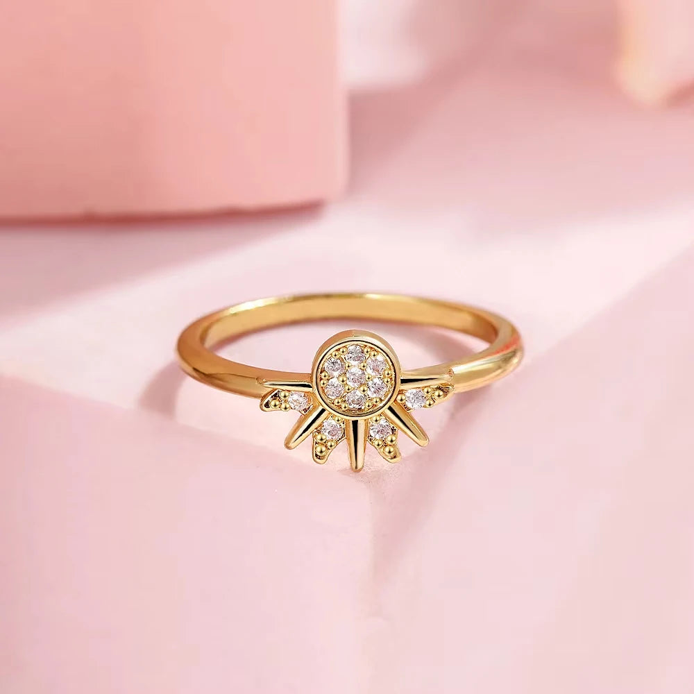 Pandora 925 Sterling Silver & Cubic Zirconia Sun and Moon Couple Ring Set - Pandora - Sun / 5