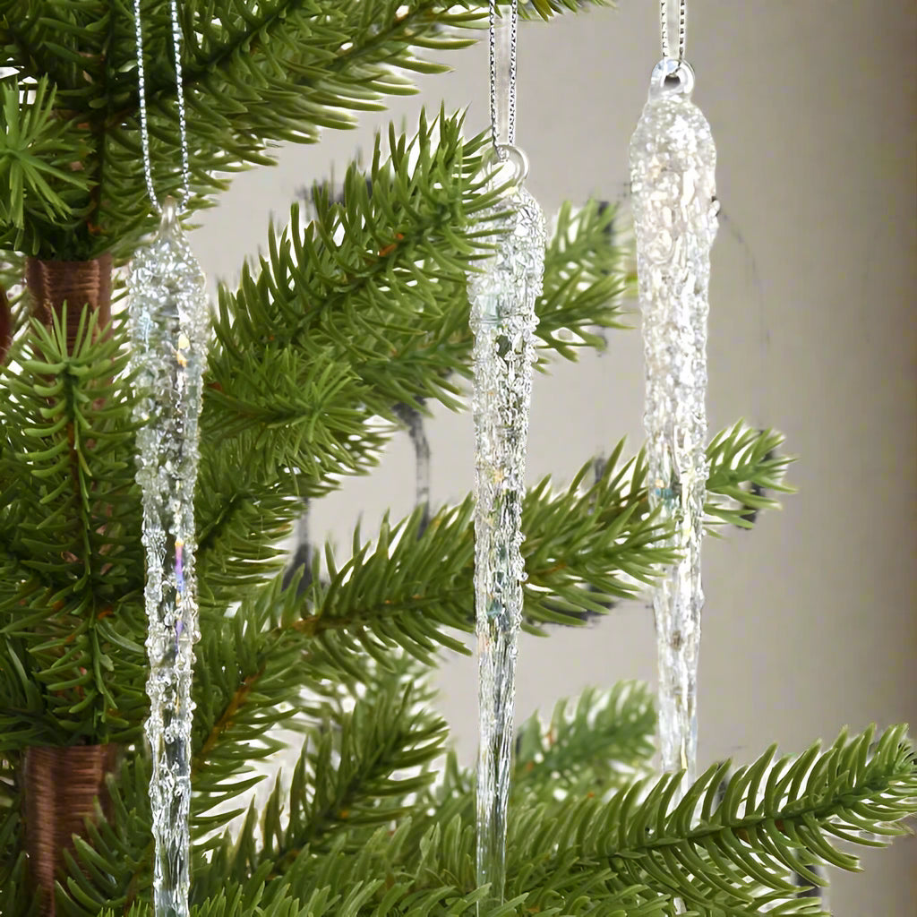 Transparent Crystal Glass Imitation Icicles Hanging Christmas Ornament (6 Pcs) - Lovez Aqua© - 