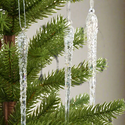Transparent Crystal Glass Imitation Icicles Hanging Christmas Ornament (6 Pcs) - Lovez Aqua© - 