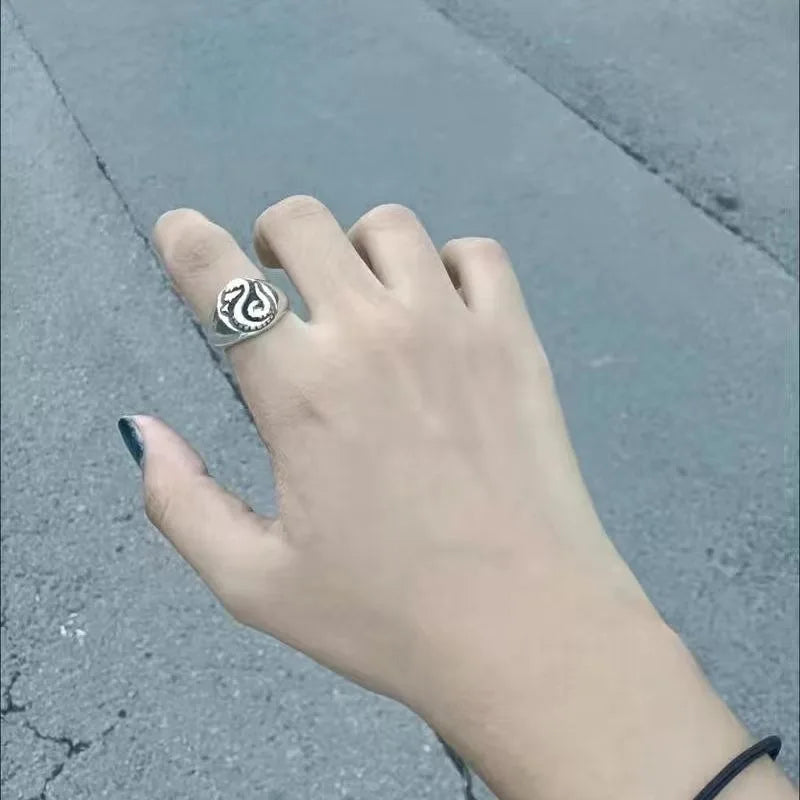 Harry Potter Draco Malfoy Snake Family Crest Emblem Antique Silver Court Ring - Harry Potter - 