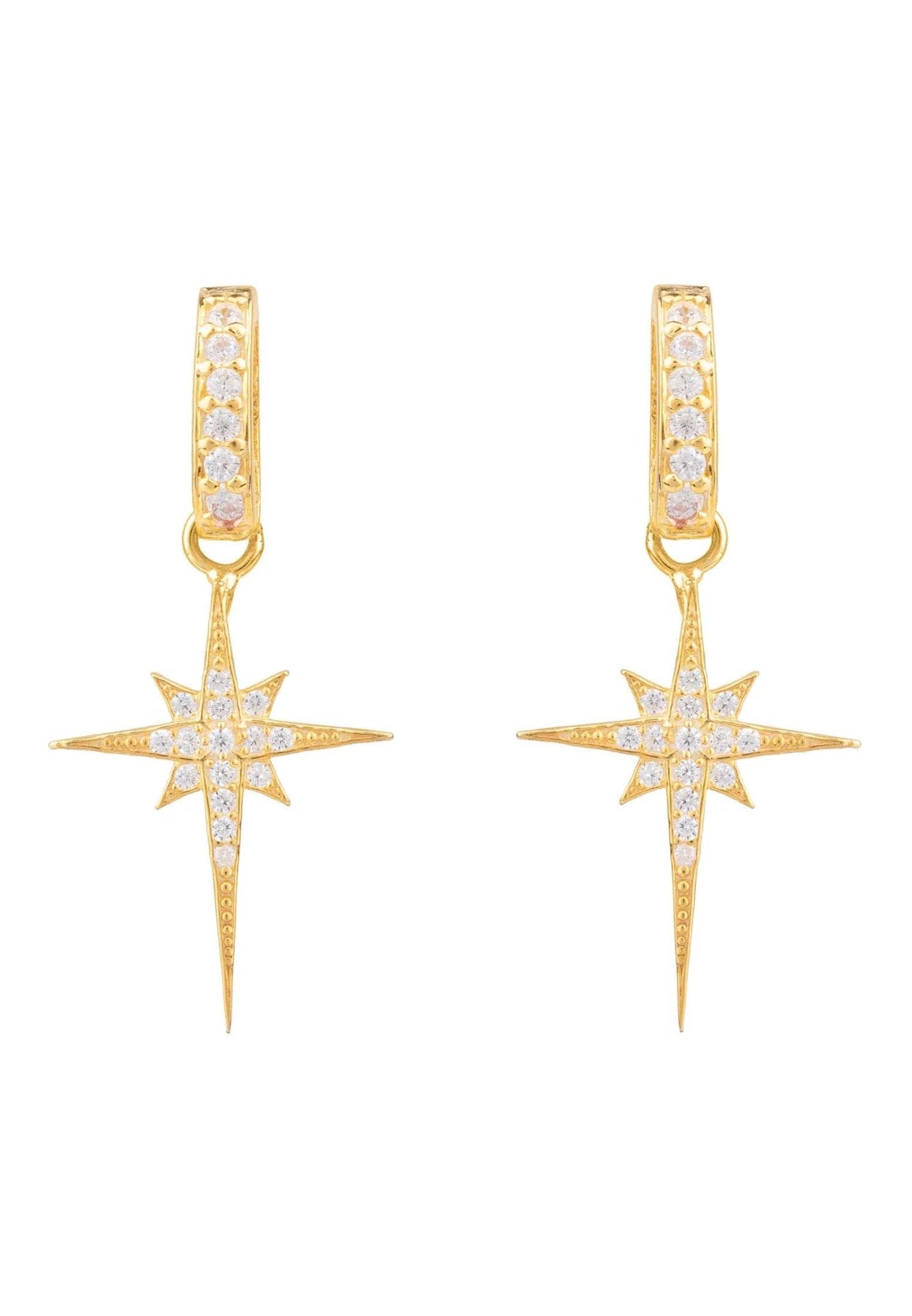 Gold Dipped 925 Sterling Silver North Star Drop Earrings For Christmas - Lovez Aqua© - 