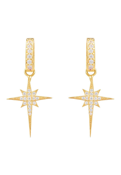 Gold Dipped 925 Sterling Silver North Star Drop Earrings For Christmas - Lovez Aqua© - 