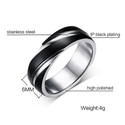 Men's Swirl Patterned Titanium Steel Wedding Ring Band - Lovez Aqua© - 