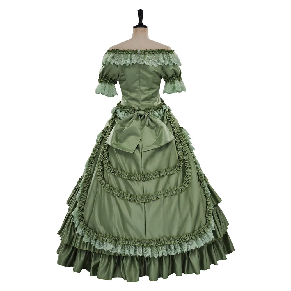 Katherine Pierce Vampire Diaries Cosplay French Rococo Colonial Green Ball Gown - The Vampire Diaries - 