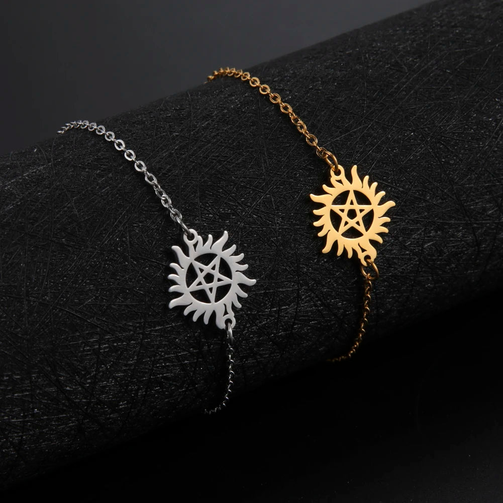 Women's Supernatural Winchester Brothers Pentacle Charm Chain Bracelet - Supernatural - 