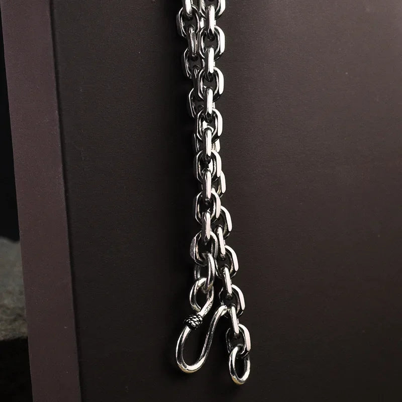 Real Pure 925 Sterling Silver Unisex Vintage Viking Link Chain Necklace - Lovez Aqua© - 