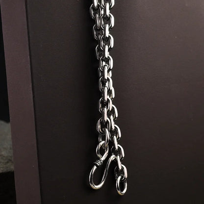 Real Pure 925 Sterling Silver Unisex Vintage Viking Link Chain Necklace - Lovez Aqua© - 
