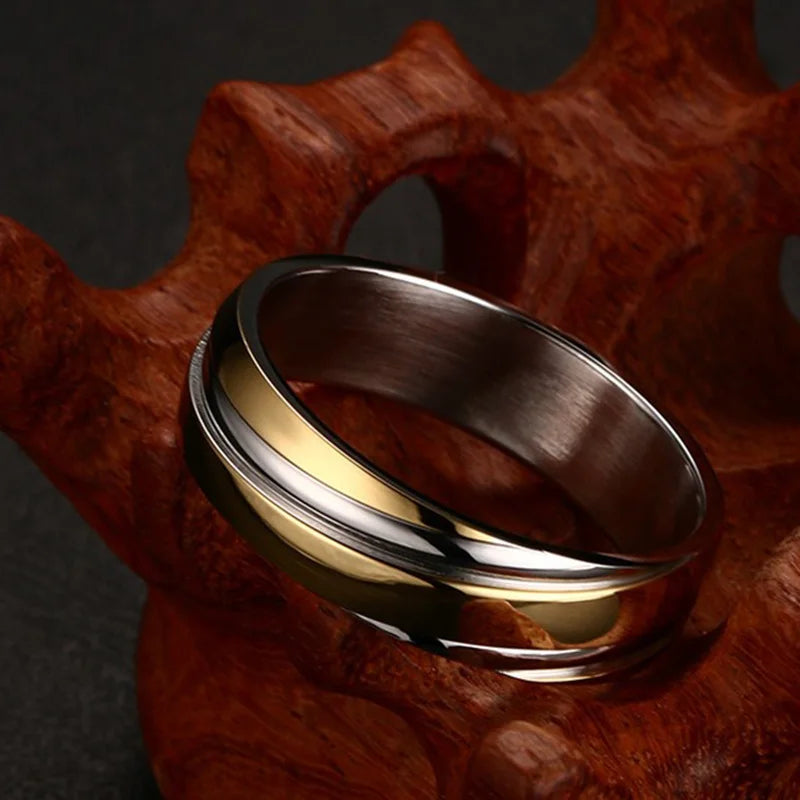 Men's Swirl Patterned Titanium Steel Wedding Ring Band - Lovez Aqua© - 