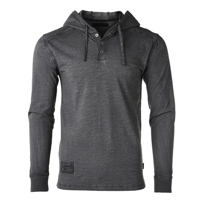 Men's Vintage Hooded Henley with Long Sleeves - Lovez Aqua© - Small