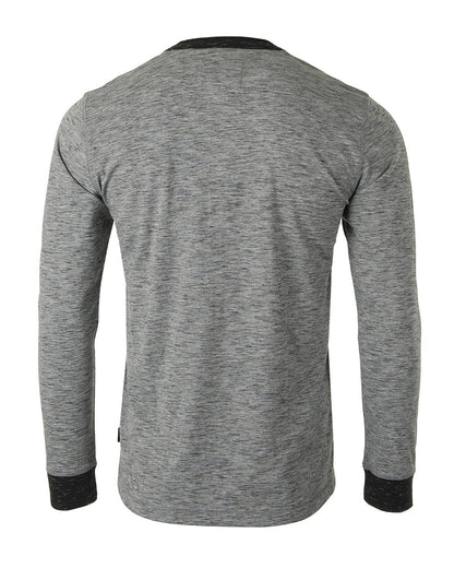 Men's Long Sleeve Contrast Button Placket Neck & Cuffs Casual Henley Shirt - Lovez Aqua© - 