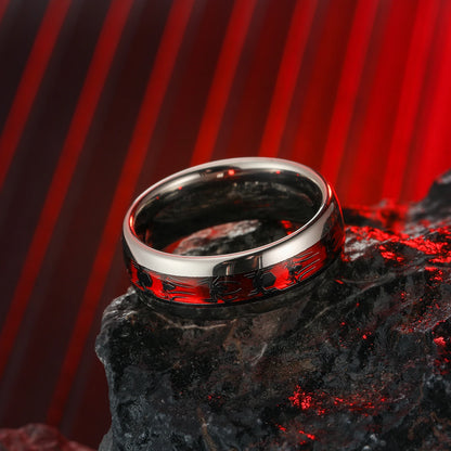 Marvel's Spiderman Men's Spider Motif Inlaid Red Opal Tungsten Band Ring - Disney - 
