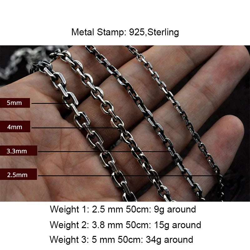Real Pure 925 Sterling Silver Unisex Vintage Viking Link Chain Necklace - Lovez Aqua© - 