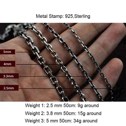 Real Pure 925 Sterling Silver Unisex Vintage Viking Link Chain Necklace - Lovez Aqua© - 