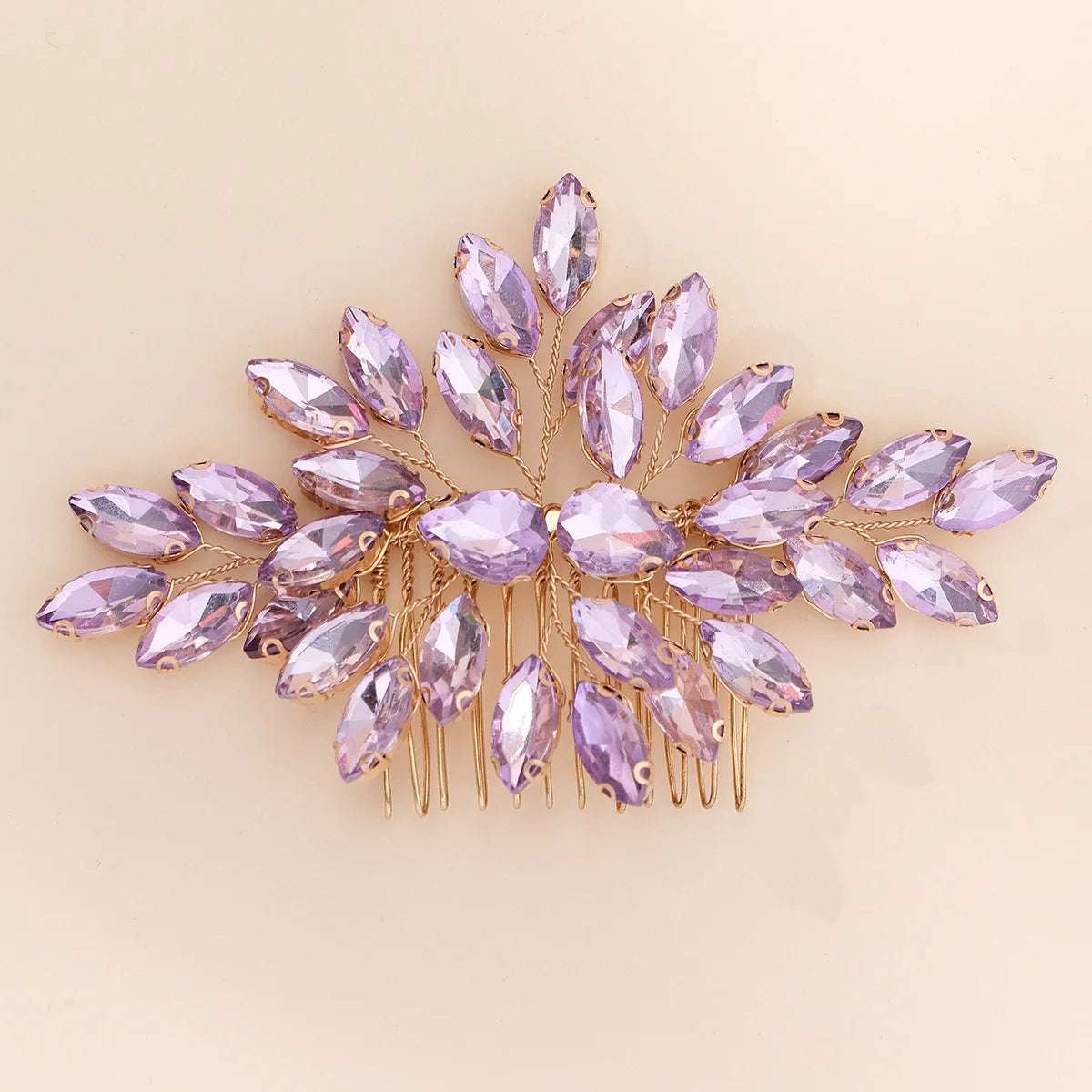 Women's Delicate Crystal Rhinestone & Pearl Flower Bridal Hair Comb - Lovez Aqua© - G6
