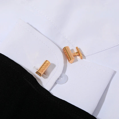Men's Gold Engraved "Boss" Businessman Style Rectangle Cufflinks - Lovez Aqua© - 