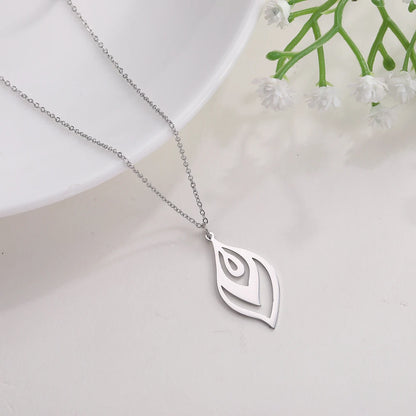 Men's Stainless Steel Leaf-Shaped Pendant Statement Necklace - Lovez Aqua© - 