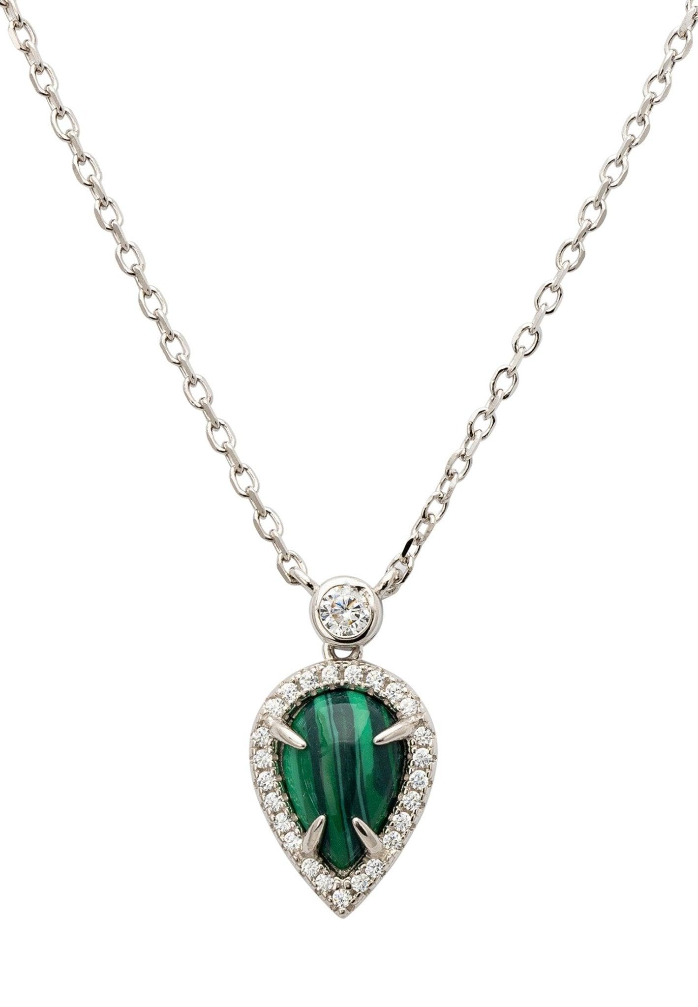 925 Sterling Silver Arrowhead Necklace With Malachite Gemstone Pendant - Lovez Aqua© - 