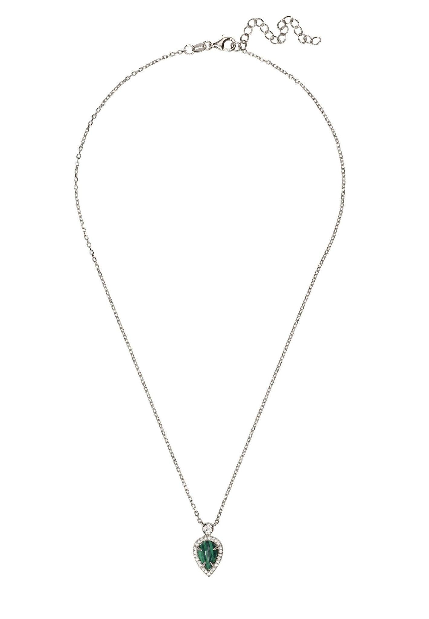 925 Sterling Silver Arrowhead Necklace With Malachite Gemstone Pendant - Lovez Aqua© - 