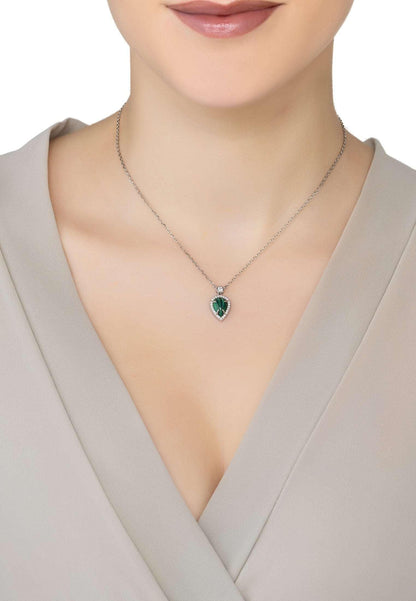 925 Sterling Silver Arrowhead Necklace With Malachite Gemstone Pendant - Lovez Aqua© - 