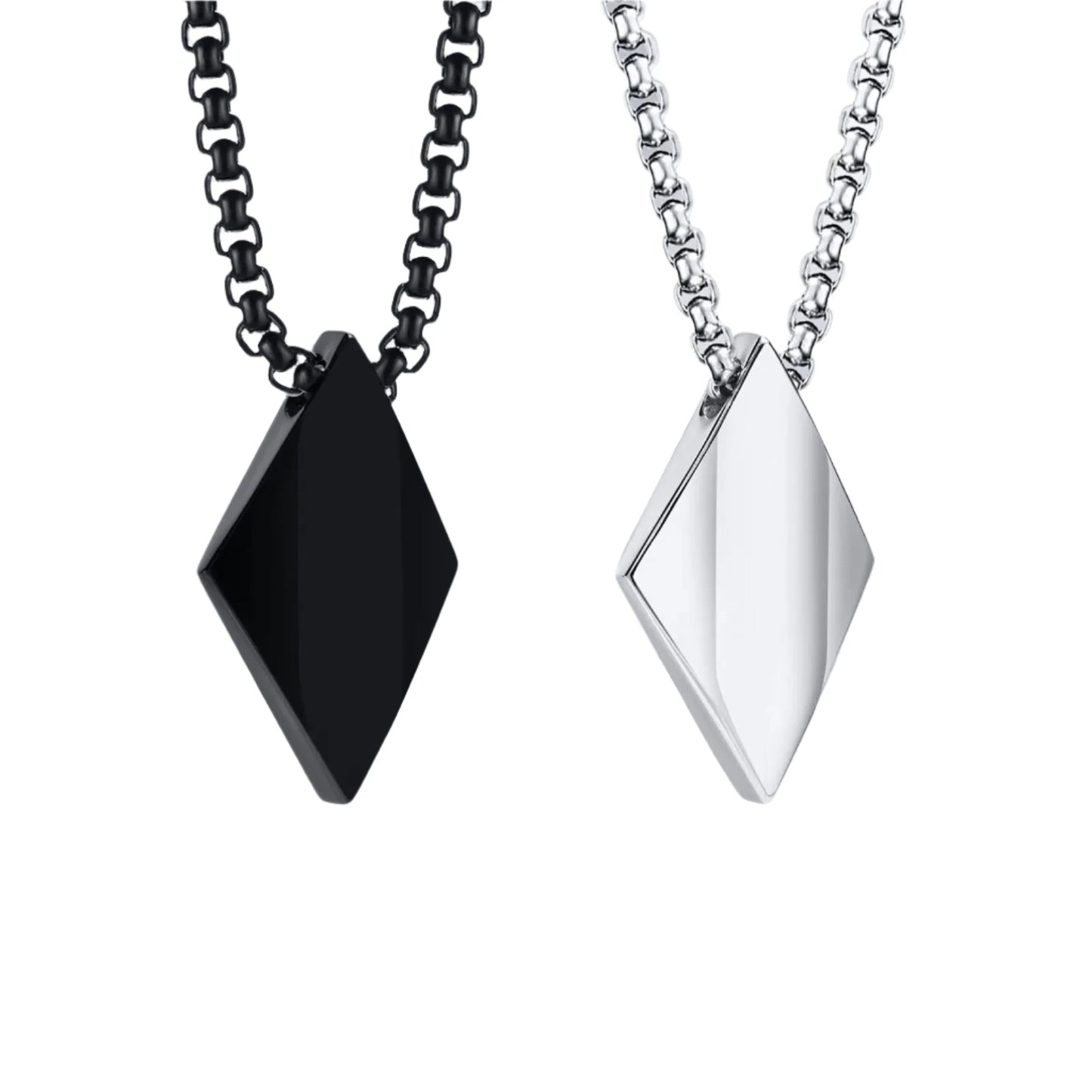 Men's Minimalist Stainless Steel Geometric Rhombus Pendant Necklace - Lovez Aqua© - 