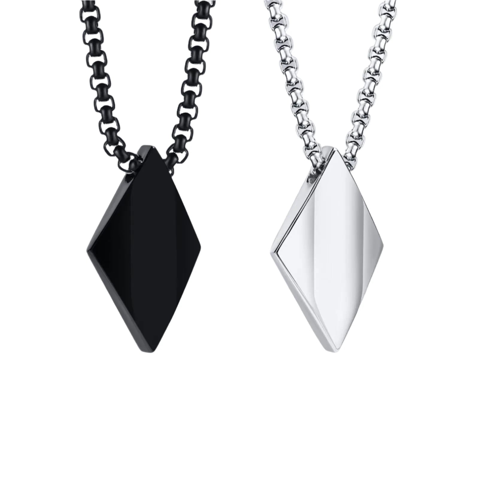 Men's Minimalist Stainless Steel Geometric Rhombus Pendant Necklace - Lovez Aqua© - 