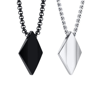 Men's Minimalist Stainless Steel Geometric Rhombus Pendant Necklace - Lovez Aqua© - 
