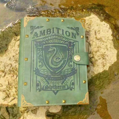 A5/B5 Harry Potter Hogwarts Houses Loose-Leaf Vintage Kraft Leather Notebook - Harry Potter - Slytherin / A5
