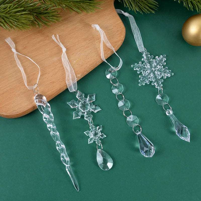 Acrylic Snowflake Fux Icicles Christmas Tree Ornament Decorations (5/10pcs) - Lovez Aqua© - 