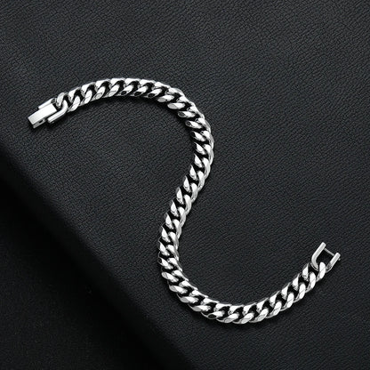 Men's Titanium Steel Golden Black Silver Cuban Chain Bracelet