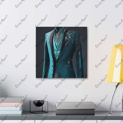 "Aquamarine Elegance" Men's Jeweled Suit Jacket Fashion Painting Lovez Aqua© - Lovez Aqua© - 