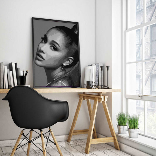 Ariana Grande Monochrome Art Print Poster - Ariana Grande - 