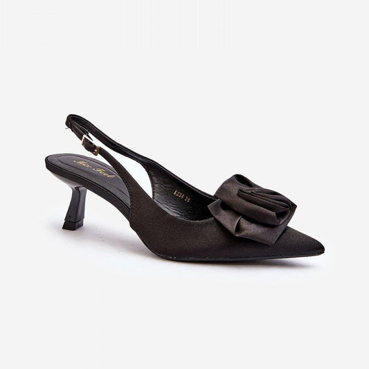 Black Suede Women’s High Heels with Bow Detail & Ankle Strap - Lovez Aqua© - 