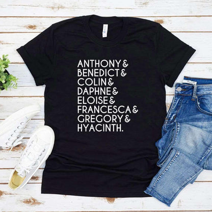 Bridgerton Lady Whistledown Society Character Names Women's Graphic T-Shirt - Lovez Aqua© - 